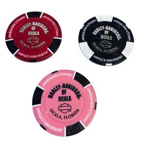 Harley Davidson Poker Chips Dealer Lot of 3 Ocala Florida